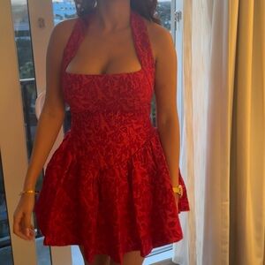 Elegant Red Halter Dress